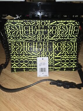Michael Kors Neon Yellow and Black Logo Crossbody